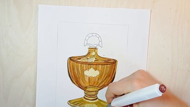 Как рисовать стекло маркерами*Бутылочка с духами*Процесс рисования маркерами смотреть онлайн