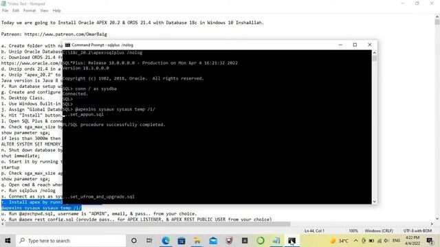 How to Install Oracle APEX 20.2 | DB 18c | Windows 10 смотреть онлайн