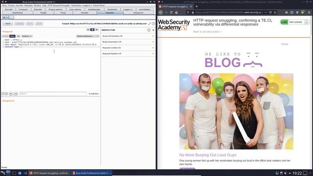 HTTP request smuggling, confirming a TE.CL vulnerability via diff... (Video solution, Audio) смотреть онлайн