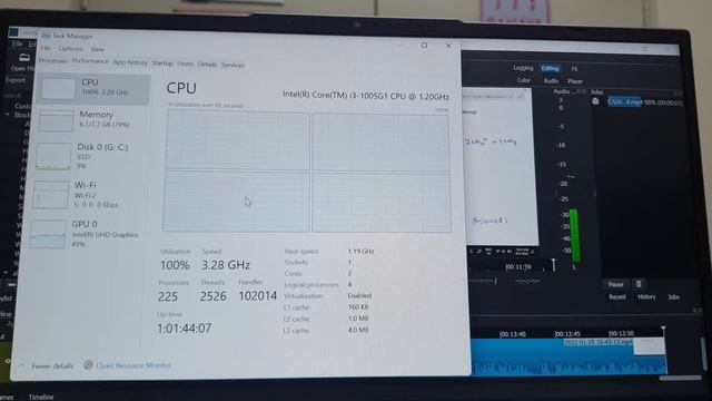 Intel Core i3-1005G1 100% CPU Usage Shotcut Video Export 720p смотреть онлайн