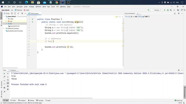 Java урок - 8.3.4 Отличие == и equals() в String смотреть онлайн