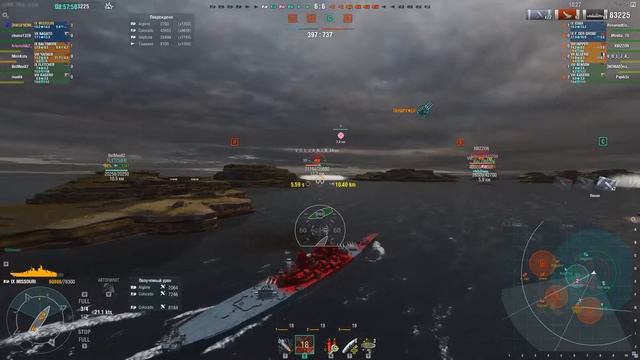Валидольный бой на Линкоре Missouri World of Warships. Классический геймплей. 208к урона. смотреть онлайн