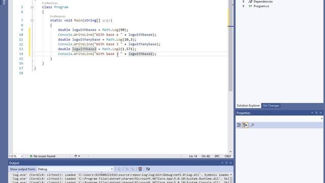 How to find logarithm with base e,10,2 in C# смотреть онлайн