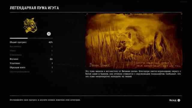 Red Dead Redemption 2. Online. ЛЕГЕНДАРНАЯ ПУМА ИГУГА. смотреть онлайн