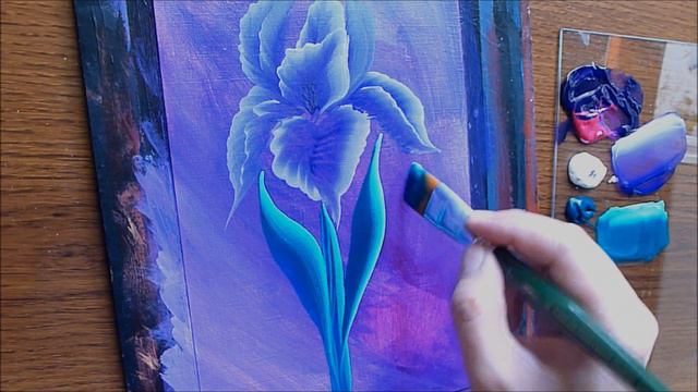Relaxing Video: How to Paint Flower beginners (Dutch Iris) One Stroke Panting смотреть онлайн
