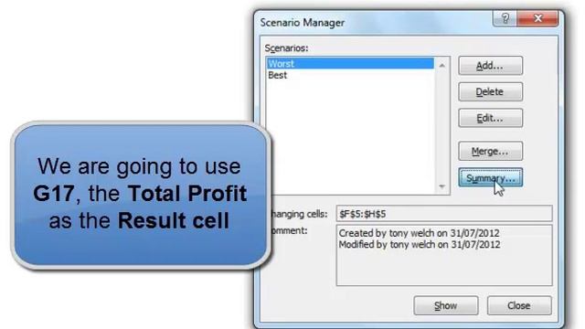 MS Excel 2010:Scenario Summary смотреть онлайн