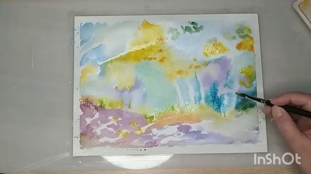 Как нарисовать осенний пейзаж акварелью. смотреть онлайн