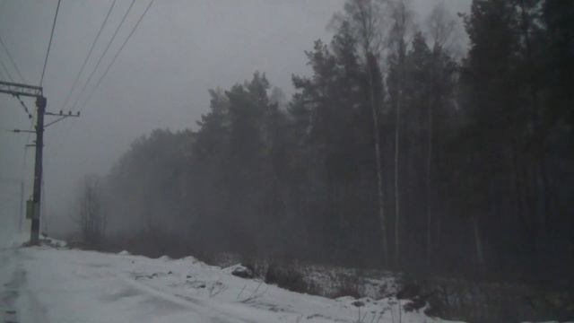 Снежная буря возле платформы Вялки, перегон "Овражки - Гжель" смотреть онлайн