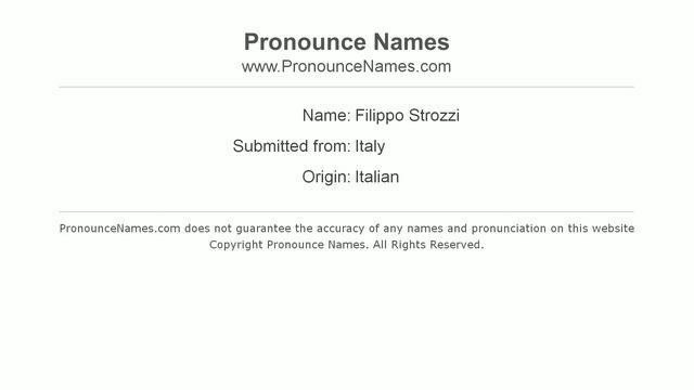 How to pronounce Filippo Strozzi (Italian/Italy) - PronounceNames.com смотреть онлайн