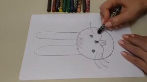 Рисование восковыми мелками "Мордочка зайчика" , воспитатель Подобашева О.И.
