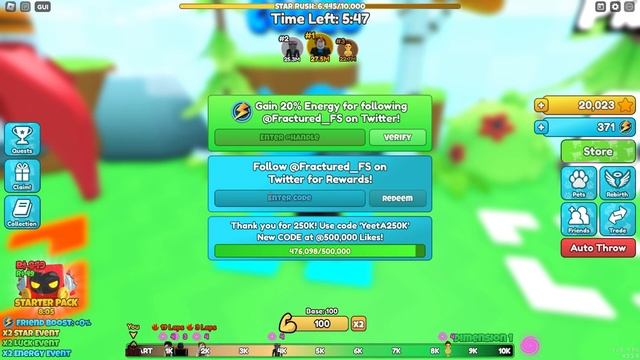 Новые рабочие коды для Yeet A Friend! в роблоксе.Yeet A Friend!/Roblox/codes смотреть онлайн