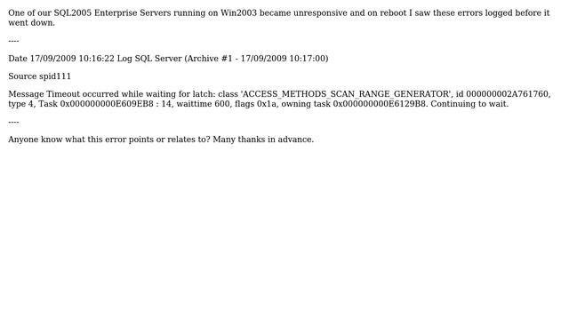 SQL Error Log Message- 'ACCESS_METHODS_SCAN_RANGE_GENERATOR' смотреть онлайн