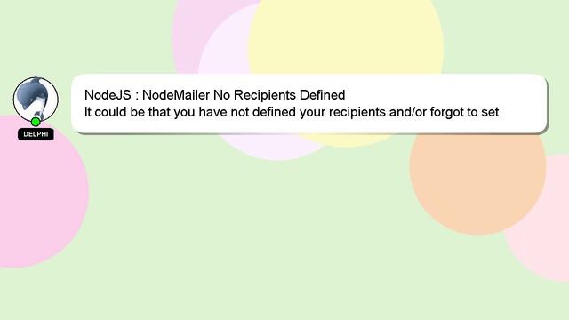 NodeJS : NodeMailer No Recipients Defined смотреть онлайн