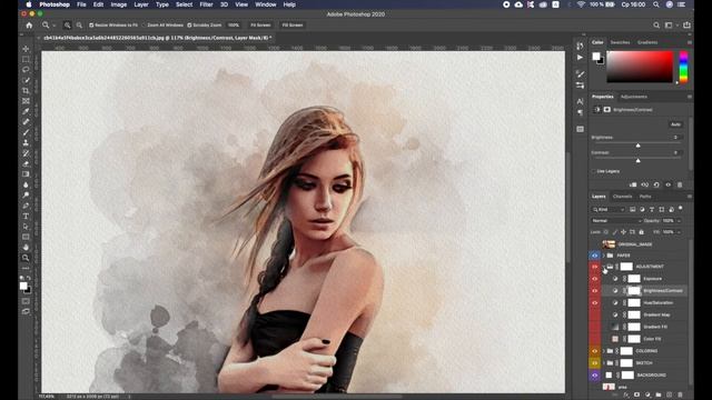 AURA Photoshop Action Video Tutorial (ver. 1.1) | Watercolor Sketch Effect