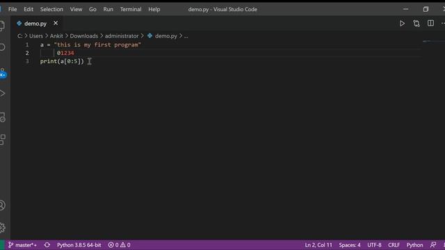 Subscript Operator in hindi | index slicing | string slicing in python смотреть онлайн