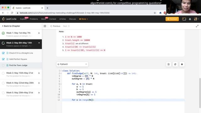 Find the Town Judge (python) - Day 10/31 Leetcode May Challenge смотреть онлайн