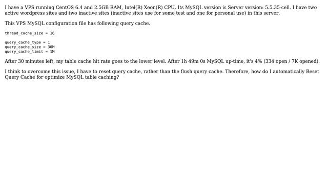 Databases: How to automatically Reset Query Cache for improve table cache hit in MySQL? смотреть онлайн