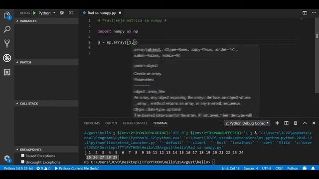 Python - 17. Pravljenje matrica sa numpy смотреть онлайн