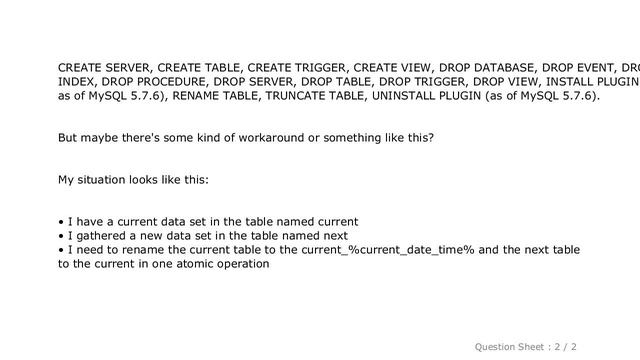 MySQL : How to rename two tables in one atomic operation in MySQL смотреть онлайн