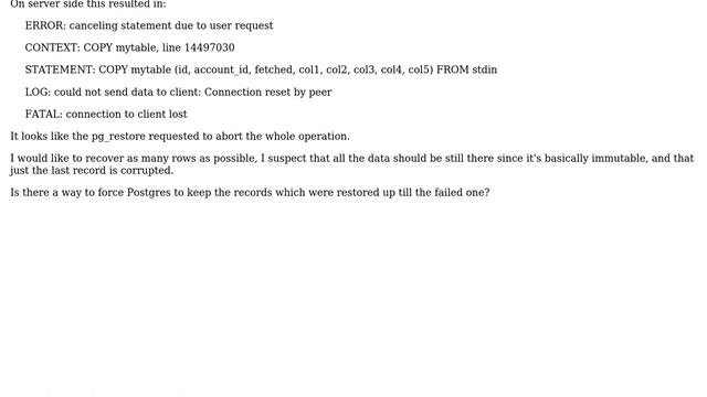 Databases: pg_restore: [custom archiver] could not read from input file: end of file смотреть онлайн