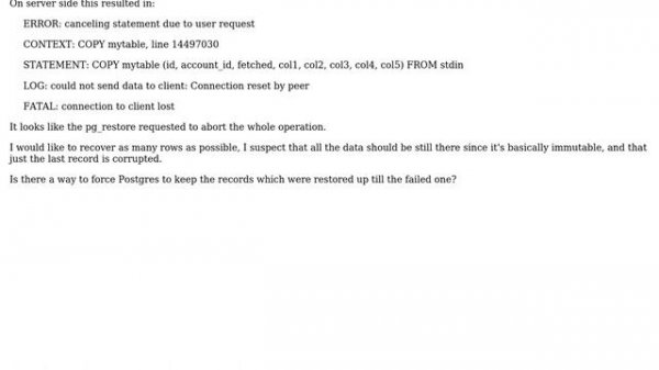 Databases: pg_restore: [custom archiver] could not read from input file: end of file