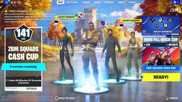 FORTNITE LIVE SQUAD ZERO BUILD CASH CUP 185 PING | 1000 + CROWN WINS смотреть онлайн