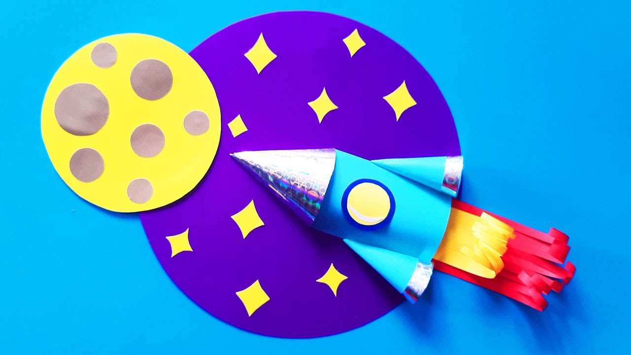 Ракета в космосе своими руками - поделка на тему космос ко Дню Космонавтики из цветной бумаги смотреть онлайн