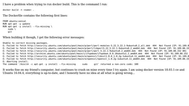 Ubuntu: How to fix apt-get install --fix-missing in docker build? смотреть онлайн