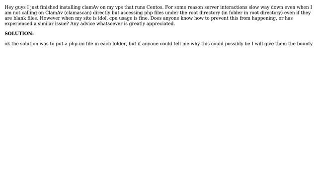 ClamAv takes all cpu on my server when php scripts are run under root directory, even when I do... смотреть онлайн