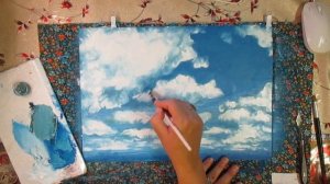 Облака в ПЕЙЗАЖЕ нарисовать в технике "МАСЛО"(подробно)