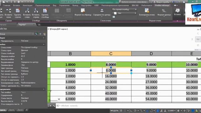 Импорт Таблицы Excel в Продукты на Основе AutoCAD смотреть онлайн