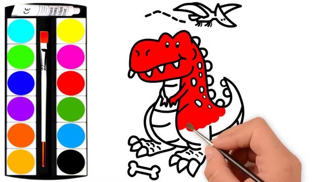 Рисование динозавр и раскраски - Веселые раскраски для детей. Как нарисовать динозавр для детей смотреть онлайн