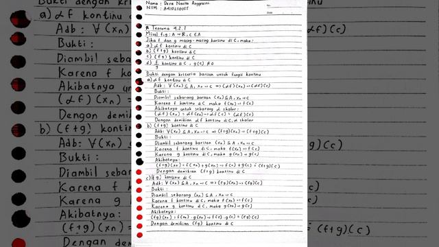 Tugas Pengantar Analisis Real Pertemuan 13 | Teorema 4.2.1 dan Hasil Diskusi смотреть онлайн