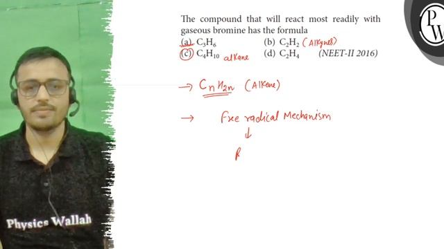 The compound that will react most readily with gaseous bromine has ... смотреть онлайн