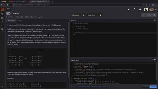 Codewars JS Solution - Gravity Flip - 8kyu смотреть онлайн