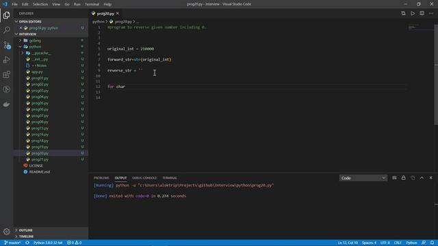 Reverse number including Zero using Python | Python Tutorial | Alok Tripathi смотреть онлайн