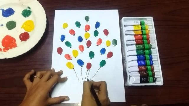 Balloon thumb painting/ thumb painting for kids/thumb painting ideas смотреть онлайн