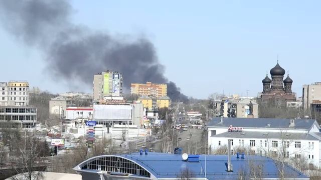 Иваново. Первые секунды пожара на ж/д станции (издалека)