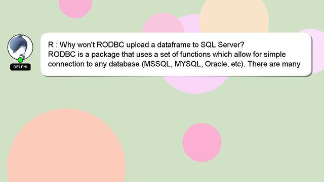 R : Why won't RODBC upload a dataframe to SQL Server? смотреть онлайн