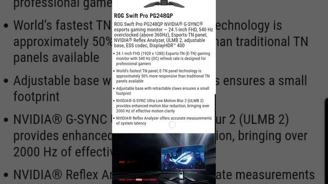 Asus ROG Swift Pro PG248QP 540 HZ Gaming Monitor смотреть онлайн