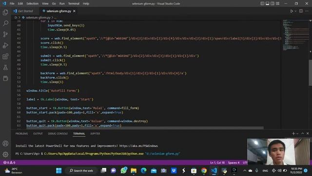 laman program setelah berhasil menautkan Selenium dan Web driver menggunakan Python смотреть онлайн