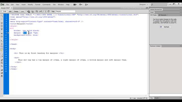 CSS/CSS3 Video Tutorial About CSS Margin in English for beginners смотреть онлайн