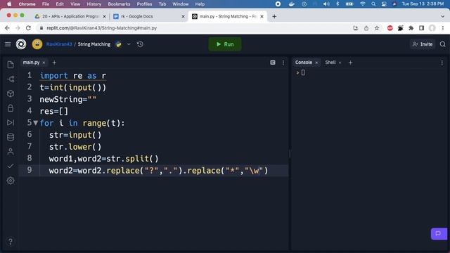 String Matching | Program to Check Whether Pattern Matches the Given Word | CCBP Python IDP Questio смотреть онлайн