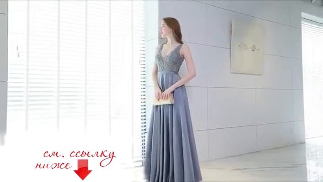 Недорогое Vestido Longo платье с V-декольте. Длинное вечернее платье смотреть онлайн