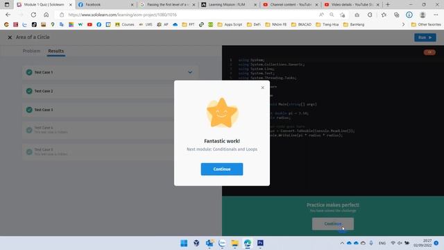 Sololearn C# Basic Comcepts 11.1. Module 1 Quiz смотреть онлайн