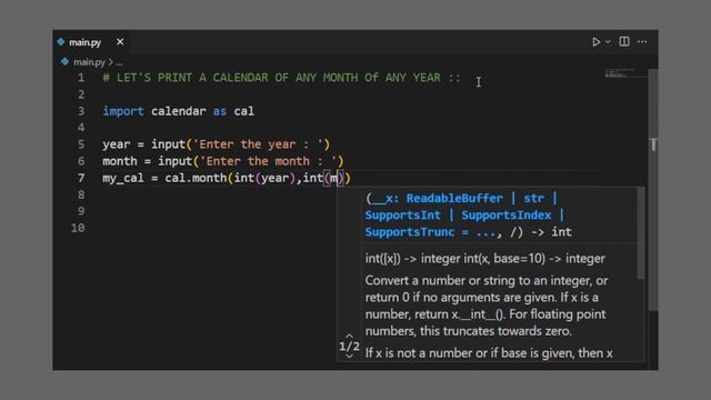Python Project how to print calendar | Python project printing calendar of month | Python Project смотреть онлайн