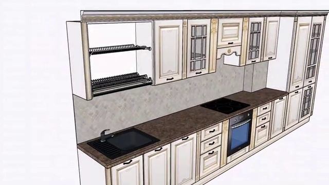 Кухня под заказ из массива Дуба.Эксклюзивный дизайн проект кухонного гарнитура "Henry 1" смотреть онлайн