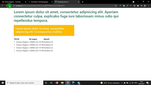 BOOTSTRAP (3-dars).Colors,table,images,alert смотреть онлайн