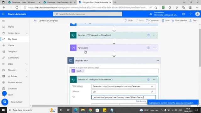 Get and update SharePoint list item using Power automate Http REST call l Parse Json l MS Flow смотреть онлайн