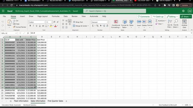 Excel Chapter 4 Cumulative Assessment Rockville Auto Sales PC and Mac смотреть онлайн